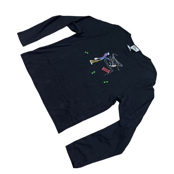 All Points Shirt Woman's Large Black Combo Crew Neck 100% Cotton Embroidered Tee - Picture 2 of 10